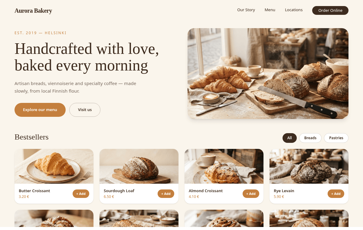 Aurora Bakery — Artisan bakery & café
