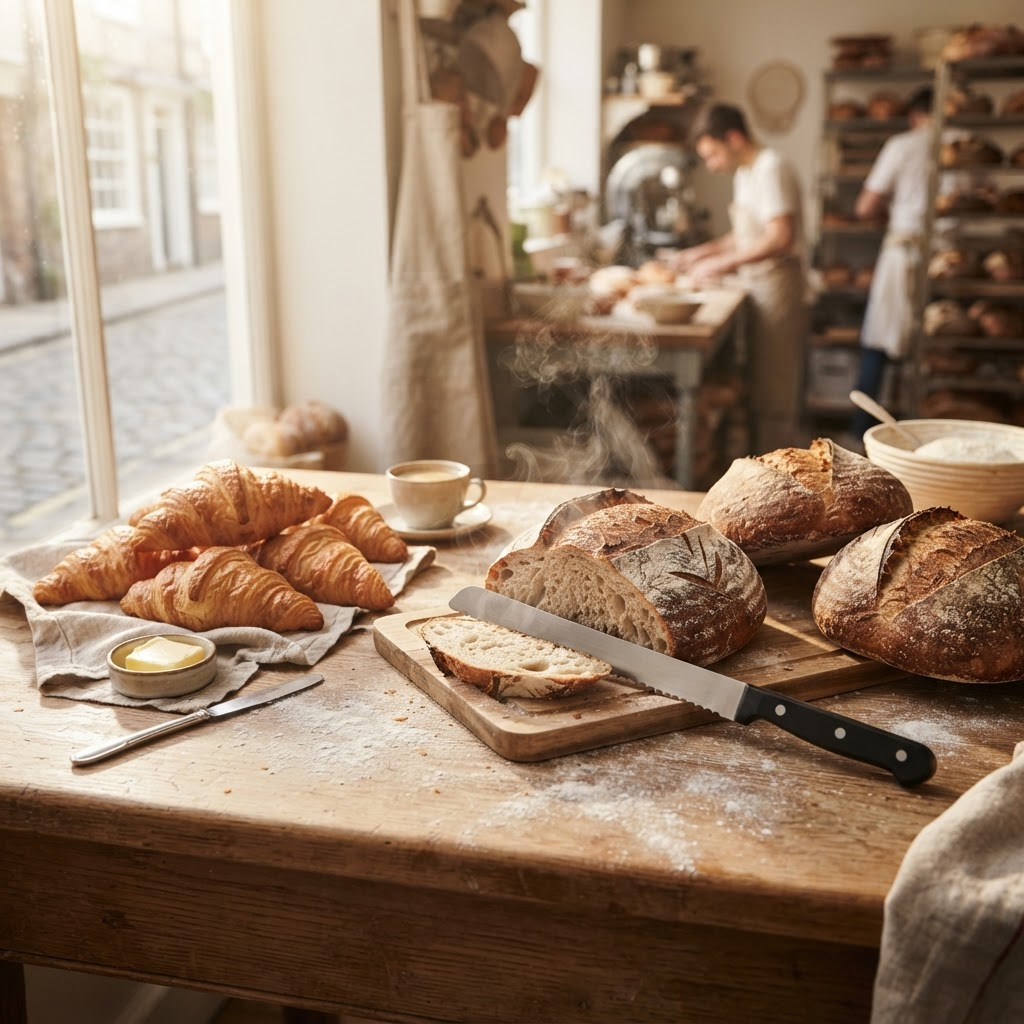 Fresh croissants and artisan bread